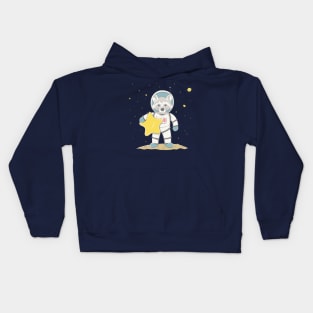 Lovely cute raccoon astronaut hold the star Kids Hoodie